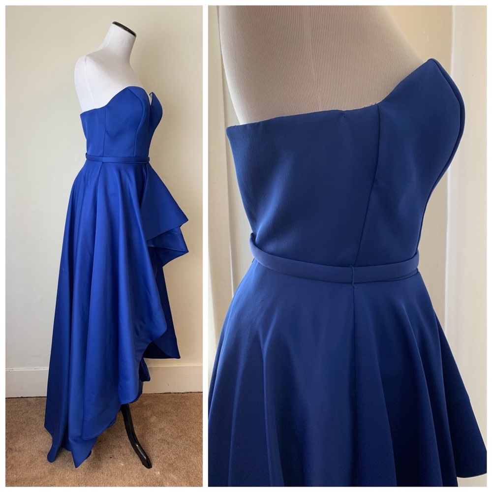 Terani Couture glamour blue high low formal prom dress (see description) - Picture 6 of 15